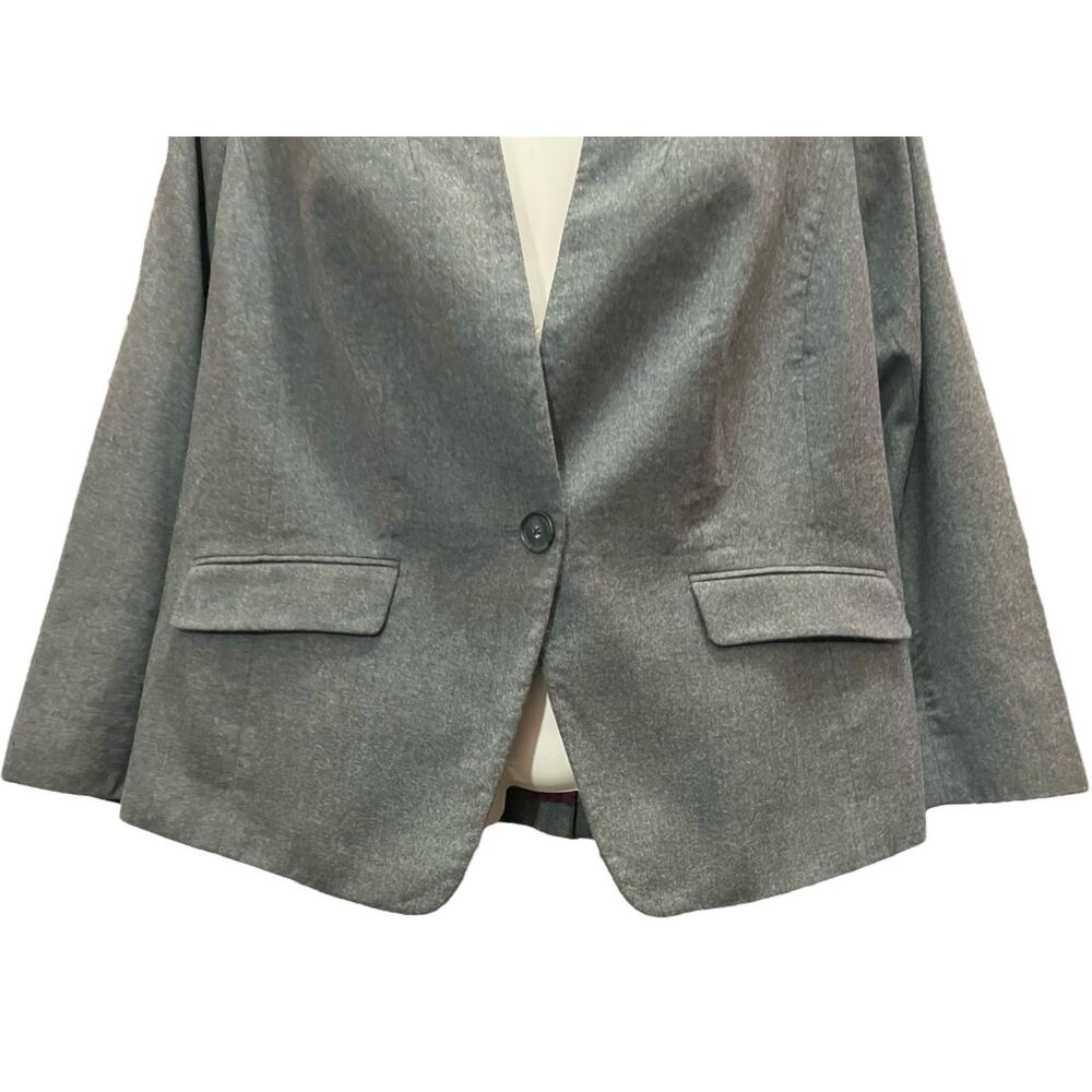 Talbots Petite Women's Gray Virgin Wool Woven 1-Button Suit Blazer Lined SZ 16WP - Picture 3 of 11